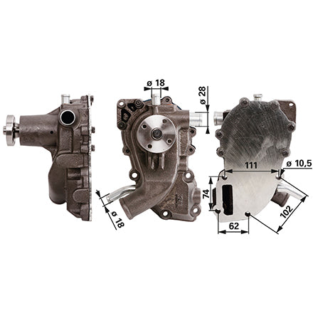 Wasserpumpe 0.010.1138.4/30 mit Dichtung zu Same – Wasserpumpen Ersatzteil