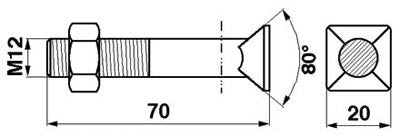Universal Innenschuhschraube M 12 x 70