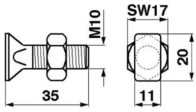 Universal Vierkantsenkschrauben M10x35 kpl. – Schrauben Ersatzteil