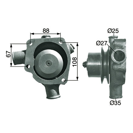 Wasserpumpe 41312063 mit Riemenscheibe zu Landini – Wasserpumpen Ersatzteil