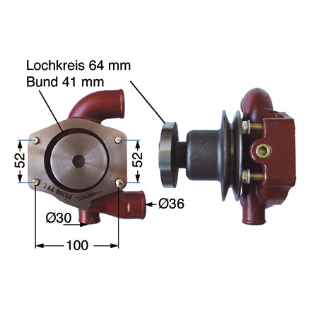 Wasserpumpe 41312487 mit Riemenscheibe zu Landini – Wasserpumpen Ersatzteil