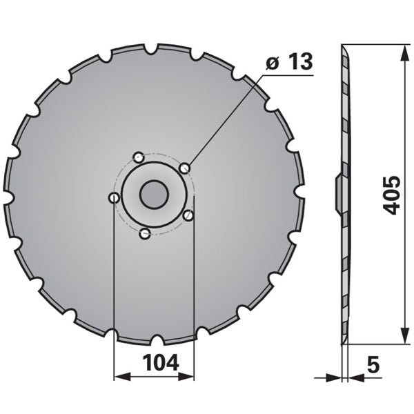 Säscheibe - Außendurchmesser: 405 mm - Lochkreis: 104 mm - Variante 1 – Drill Scheiben Ersatzteil