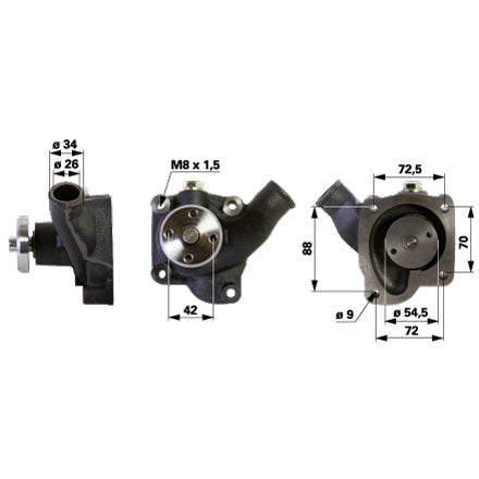 Wasserpumpe 60010300101 mit Dichtung zu Holder – Wasserpumpen Ersatzteil