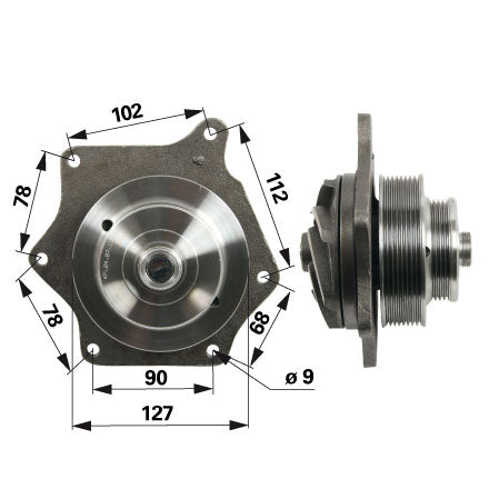 Wasserpumpe 87802496 mit Laufrad 127mm zu New Holland – Wasserpumpen Ersatzteil