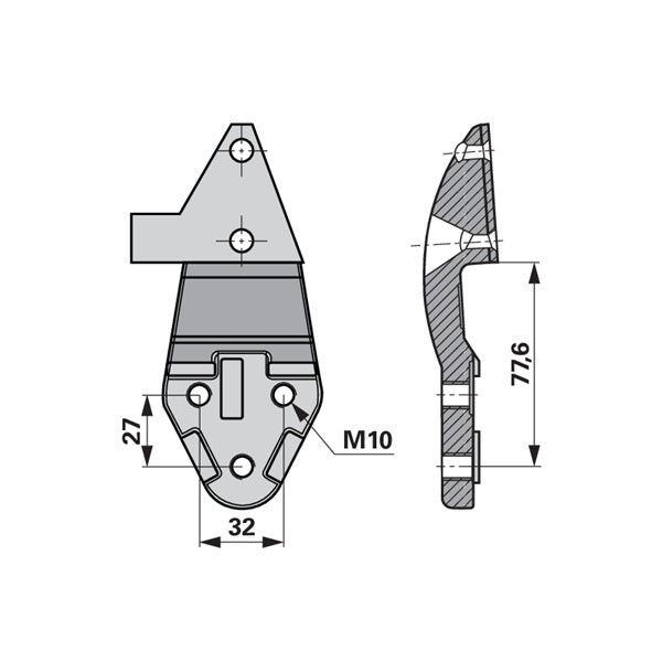 Abschlussmesser rechts ESM 2460160 – Messer für Balkenmäher Ersatzteil