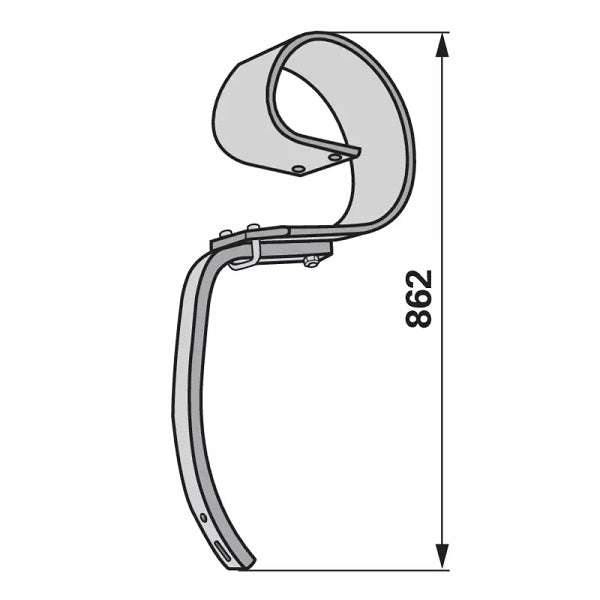 Blattfederzinke - Rahmen 100 x 100 mm - Einbauhöhe 673 mm - ohne Schare – Grubber Zinken Ersatzteil