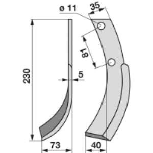Bogenmesser links zu Honda 35 x 5