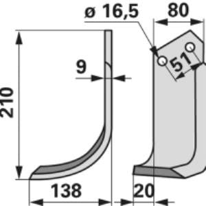 Bogenmesser links zu Howard 9950