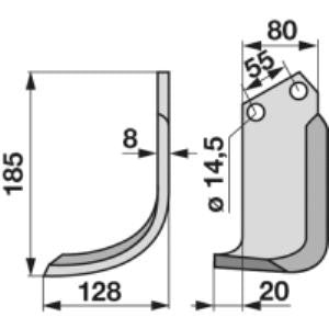 Bogenmesser links zu Sicma 80 x 8