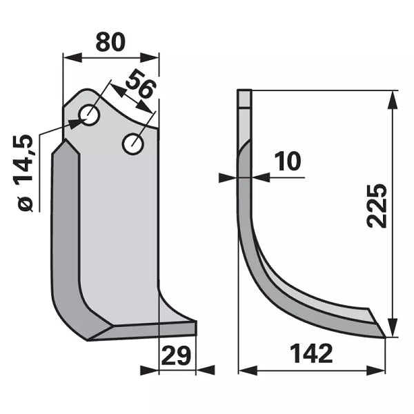 Bogenmesser - rechts - Arbeitsbreite 142 mm – Messer für Vertikutierer Ersatzteil
