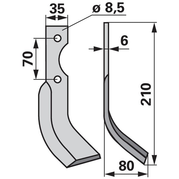 Bogenmesser rechts zu Adriatica 35 x 6 mm – Fräsmesser Ersatzteil