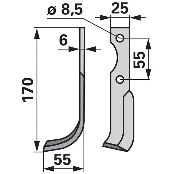 Bogenmesser rechts zu BCS B580.43432.6 – Fräsmesser Ersatzteil