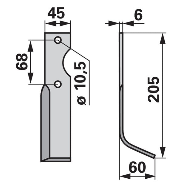 Bogenmesser rechts zu Benassi 37424 – Fräsmesser Ersatzteil