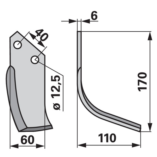 Bogenmesser rechts zu Breviglieri 105004 – Fräsmesser Ersatzteil