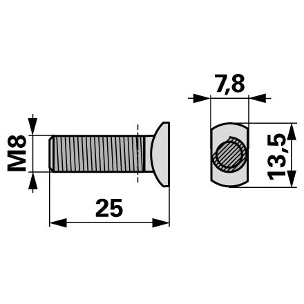 Messerkopfschraube M8 x 25 mm, Ovalkopf anstelle von Reform 130.167.851 - Variante 1 – Schrauben Ersatzteil