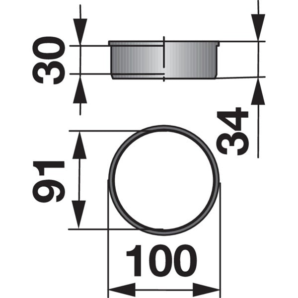Buchse AD 100 x ID 91 x L 34 mm, Kunststoff Kuhn 56223600 – Buchsen Ersatzteil