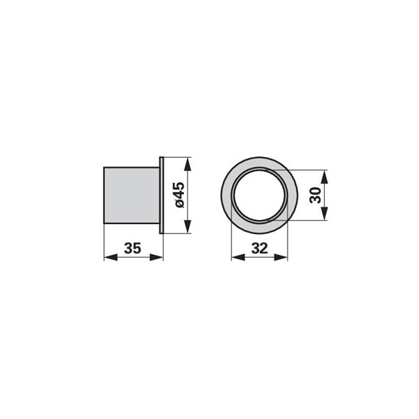 Buchse AD 45 x ID 30 x L 35 mm, alte Ausführung Kuhn 58531500 – Kreiselschwader Ersatzteil