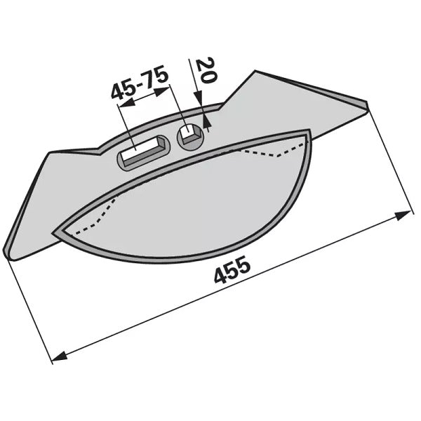 Doppelherzrandschar - Lochabstand 45 - 75 mm – Grubber Schare Ersatzteil