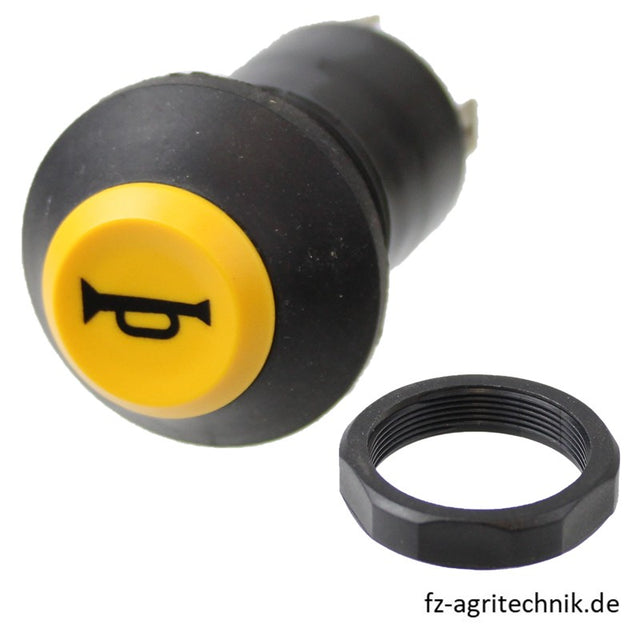 Druckknopfschalter Taster gelb für Horn - Hupe - 2 Flachstecker-Anschlüsse – Schalter für Traktor Ersatzteil