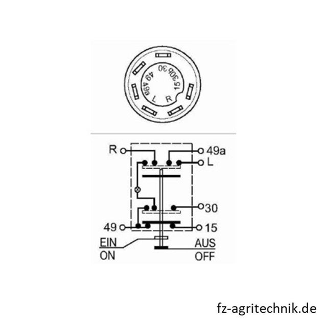 Druckknopfschalter für Warnblinkanlage 6 Flachstecker-Anschlüsse