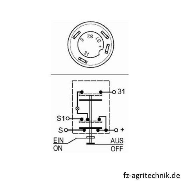 Druckknopfschalter gelb für Arbeitsscheinwerfer - 4 Flachstecker-Anschlüsse