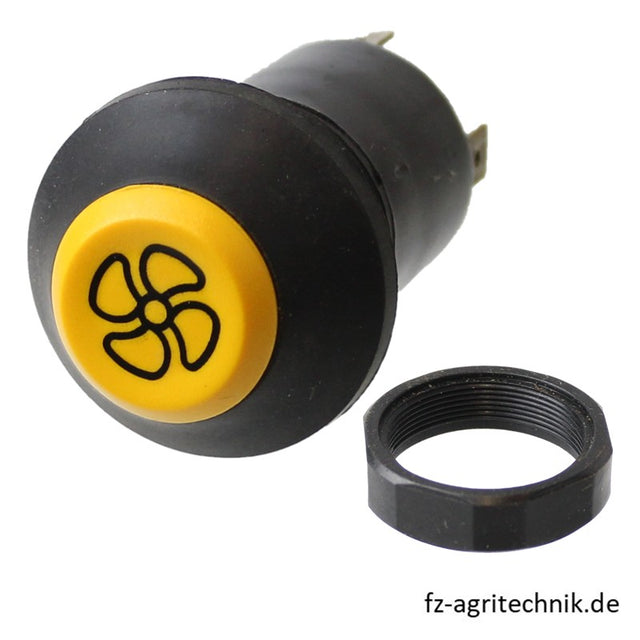Druckknopfschalter gelb für Gebläse - 4 Flachstecker-Anschlüsse – Schalter Ersatzteil