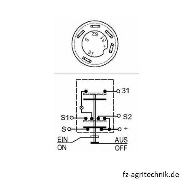 Druckknopfschalter gelb für Licht - 5 Flachstecker Anschlüsse