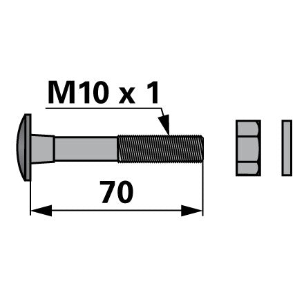Flachrundschraube M10 x 1 x 70 mm, mit Mutter und Federscheibe ESM 2400100 – Schrauben Ersatzteil