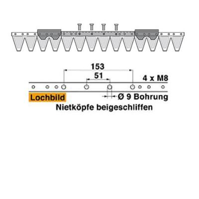 Mähmesser 71 cm Esm 249.0780 mit 14 Klingenspitzen – Klingen für Balkenmäher Ersatzteil