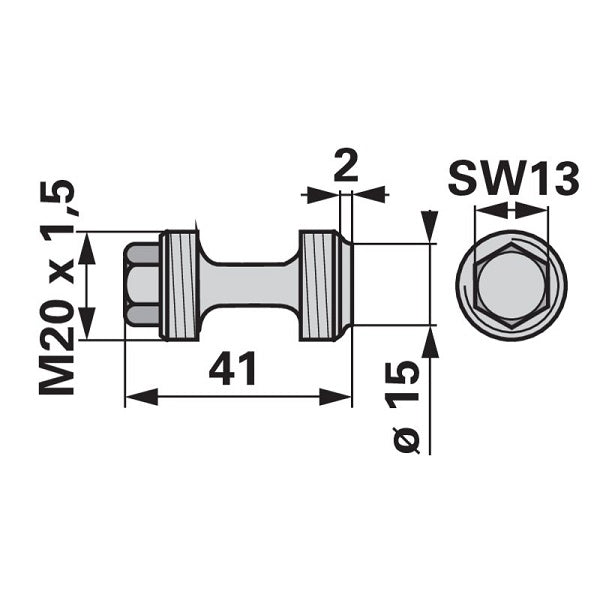 Einstellschraube M20 x 41 mm zu Aebi 580466660 – Schrauben Ersatzteil