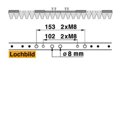 Mähmesser L 102 cm, 20 Klingen, glatt, ESM 2491520 – Klingen für Balkenmäher Ersatzteil
