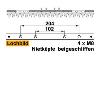 Mähmesser 102 cm Esm 249.1620 mit 20 Klingenspitzen – Klingen für Balkenmäher Ersatzteil