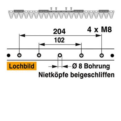 Mähmesser 107 cm Esm 249.1250 mit 21 Klingenspitzen – Klingen für Balkenmäher Ersatzteil