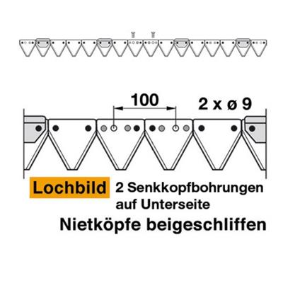 Mähmesser 122 cm Esm 257.0220 mit 16 Klingenspitzen – Messer für Balkenmäher Ersatzteil