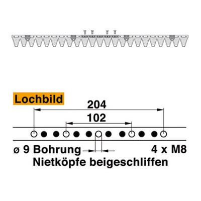 Mähmesser 117 cm Esm 249.2290 mit 23 Klingenspitzen – Klingen für Balkenmäher Ersatzteil
