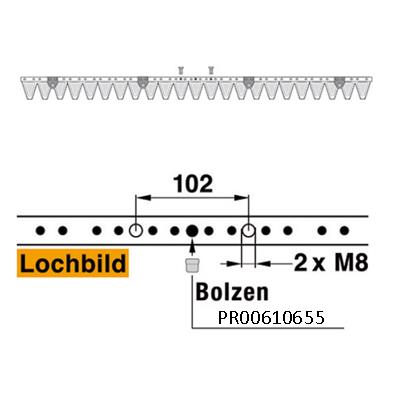 Mähmesser 117 cm Esm 250.0010 mit 23 Klingenspitzen – Klingen für Balkenmäher Ersatzteil