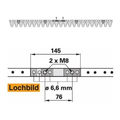 Mähmesser 117 cm Esm 251.0900 mit 23 Klingenspitzen – Klingen für Balkenmäher Ersatzteil