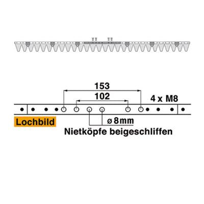 Mähmesser 142 cm Esm 249.0940 mit 28 Klingenspitzen – Klingen für Balkenmäher Ersatzteil