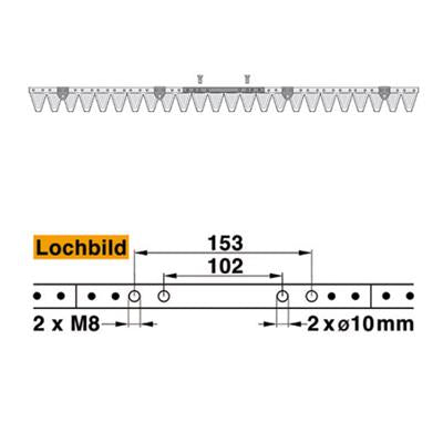 Mähmesser (Obermesser) 122 cm Esm 251.0550 mit 24 Klingenspitzen – Klingen für Balkenmäher Ersatzteil