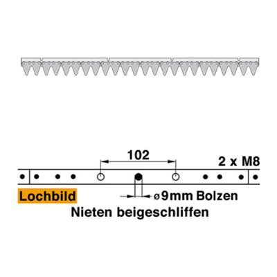 Mähmesser (Untermesser)122 cm Esm 264.0200 mit 24 Klingenspitzen – Klingen für Balkenmäher Ersatzteil