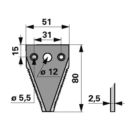 Messerklinge Esm 344.053 für Universalbalken gezahnt – Klingen für Balkenmäher Ersatzteil