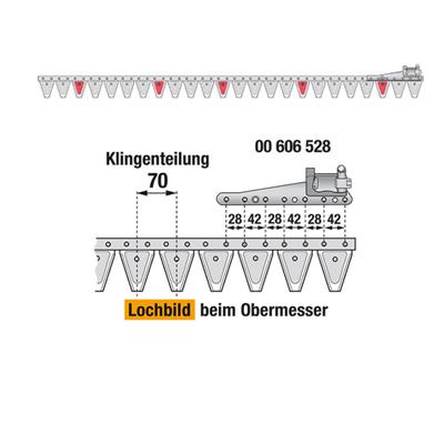 Obermesser 168 cm Esm 262.7258 mit 24 Klingenspitzen – Klingen für Balkenmäher Ersatzteil