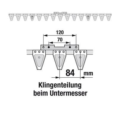 Untermesser 123 cm Esm 265.7310 mit 15 Klingenspitzen – Messer für Balkenmäher Ersatzteil