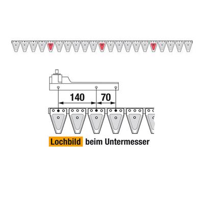 Untermesser 140 cm Esm 265.4020 mit 21 Klingenspitzen – Klingen für Balkenmäher Ersatzteil