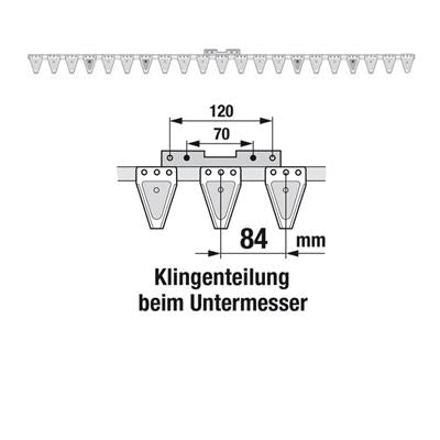 Untermesser 170 cm Esm 265.6120 mit 21 Klingenspitzen – Klingen für Balkenmäher Ersatzteil
