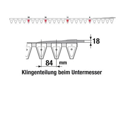 Untermesser 190 cm Esm 265.5810 mit 24 Klingenspitzen – Balkenmäher Ersatzteil