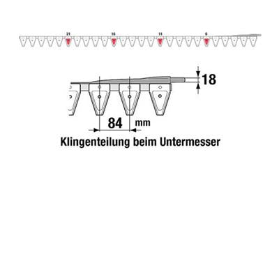 Untermesser 210 cm Esm 265.6210 mit 26 Klingenspitzen – Klingen für Balkenmäher Ersatzteil