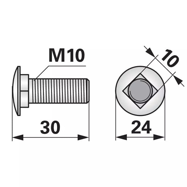 Flachrundschraube - M10x30 mm - 50002300 zu Kuhn – Schrauben Ersatzteil