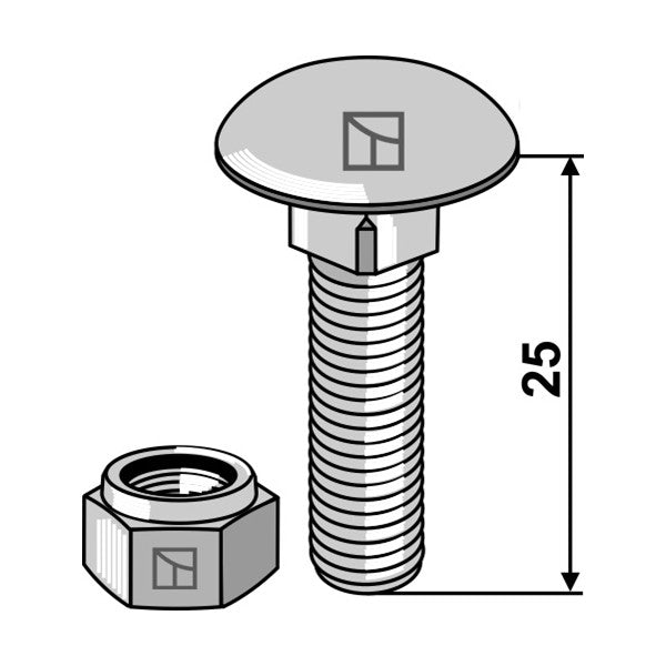 Flachrundschraube M8 x 1,25 mm mit Selbstsichernder Mutter – Schrauben Ersatzteil