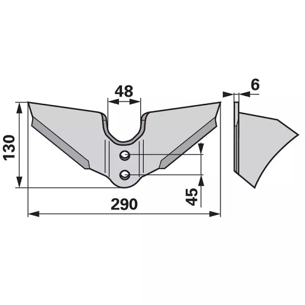Flügelschar - Arbeitsbreite 290 mm – Grubber Ersatzteil